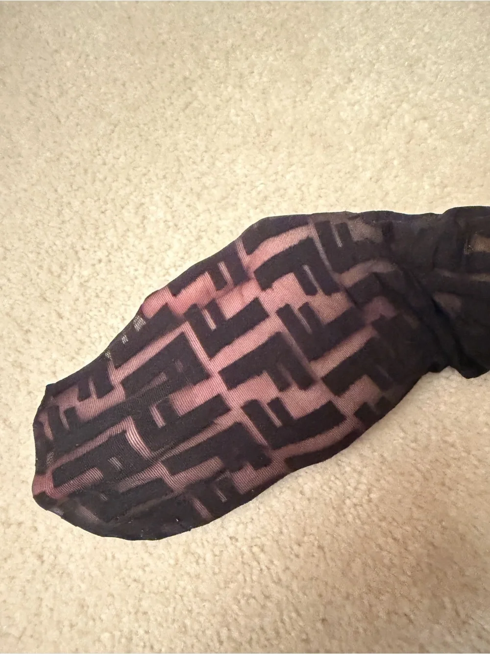 Fendi Sheer Black Logo-Pattern Crew Socks